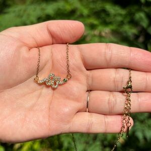 18K Gold Plated Stainless Steel Diamond Snake Necklace